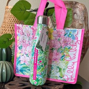 Lilly Pulitzer PALM BEACH JUNGLE Stainless Water Bottle with Tote